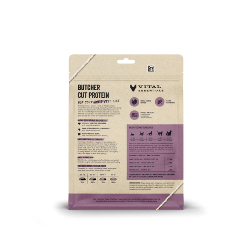 Vital Essentials 12oz [[ 火雞粒 ]] Freeze-Dried Raw TURKEY Entree Mini NIBS 凍乾迷你肉粒貓主糧 火雞肉粒 {原裝行貨} 690114 (EXP: 7月/2027)